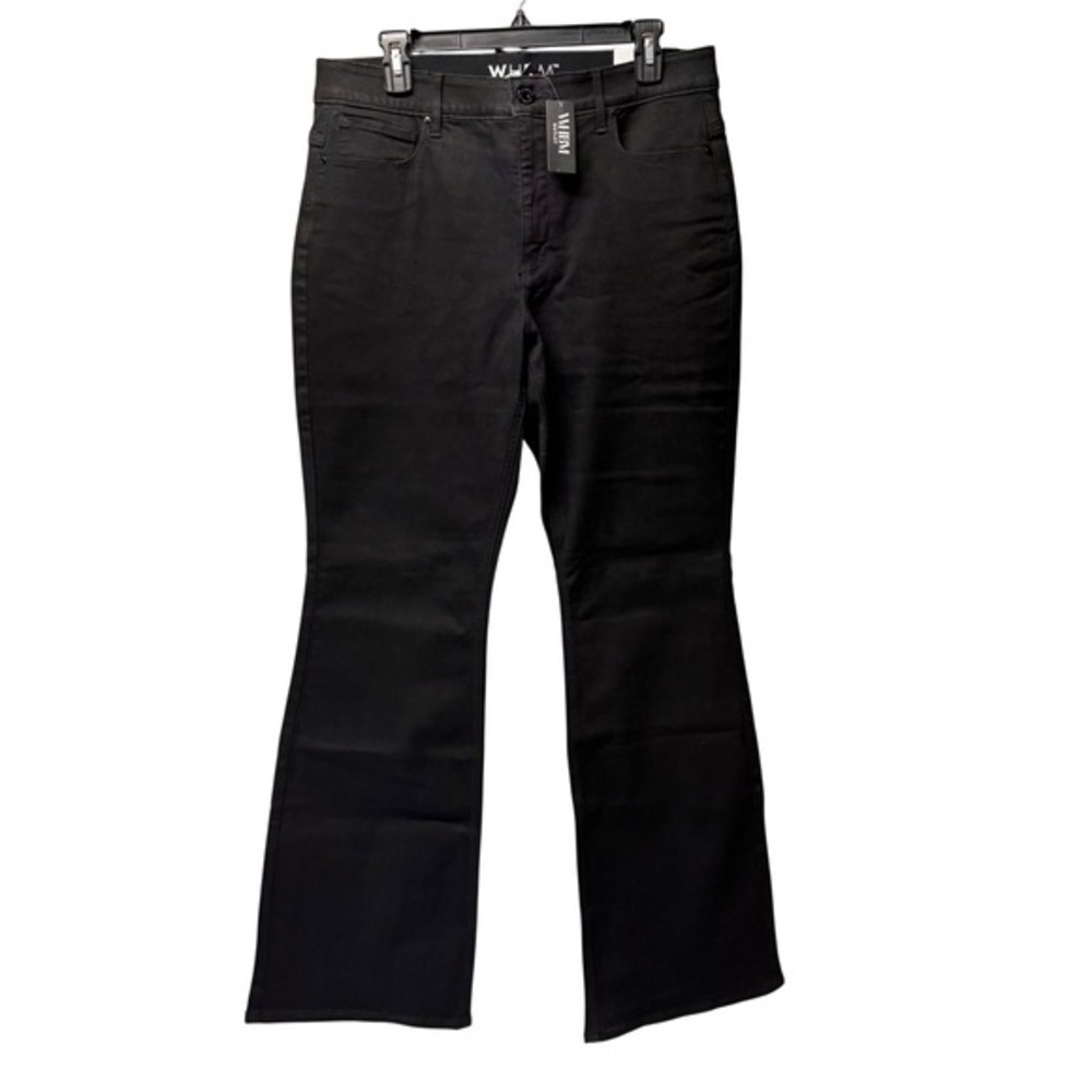 WHBM‎ Outlet High-Rise Skinny Flare Jeans Women 14R Black Raven Rinse Wash